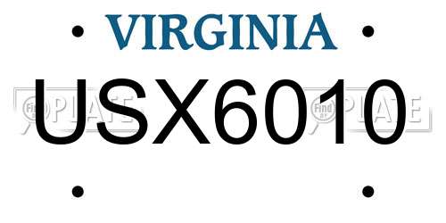 USX6010 Virginia License Plate