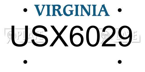 USX6029 Virginia License Plate