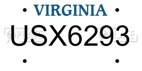USX6293 Virginia License Plate