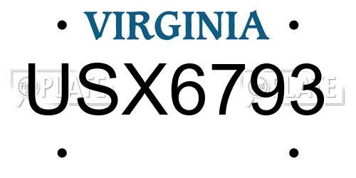 USX6793 Virginia License Plate