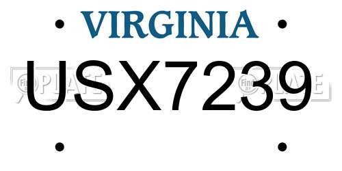 USX7239 Virginia License Plate