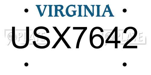 USX7642 Virginia License Plate