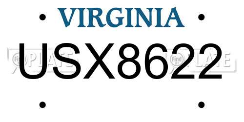 USX8622 Virginia License Plate