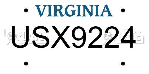USX9224 Virginia License Plate