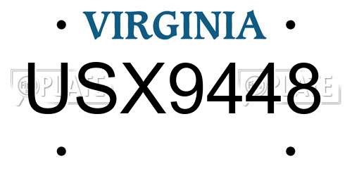 USX9448 Virginia License Plate