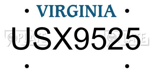USX9525 Virginia License Plate