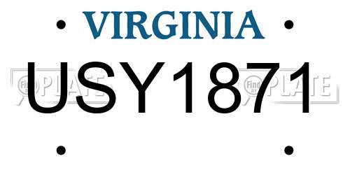 USY1871 Virginia License Plate