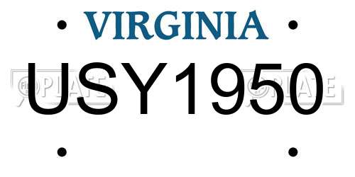 USY1950 Virginia License Plate