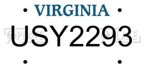 USY2293 Virginia License Plate