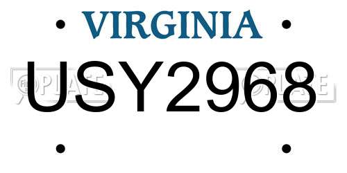 USY2968 Virginia License Plate
