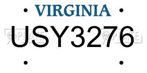 USY3276 Virginia License Plate