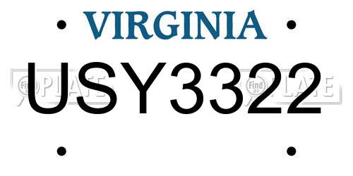 USY3322 Virginia License Plate