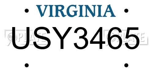 USY3465 Virginia License Plate
