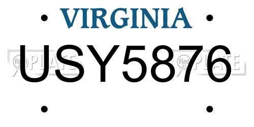 USY5876 Virginia License Plate