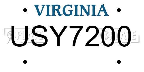 USY7200 Virginia License Plate