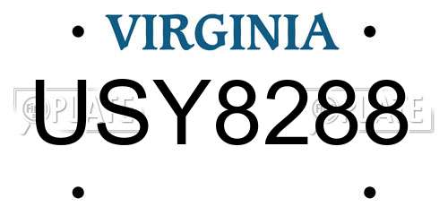 USY8288 Virginia License Plate