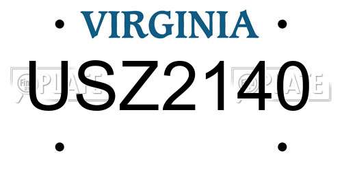 USZ2140 Virginia License Plate
