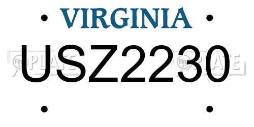 USZ2230 Virginia License Plate