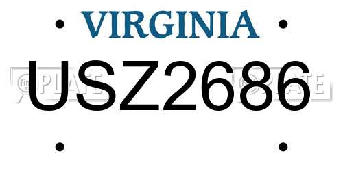 USZ2686 Virginia License Plate