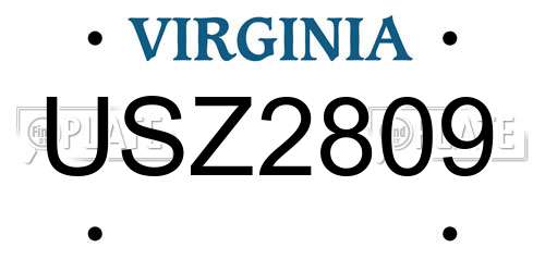 USZ2809 Virginia License Plate