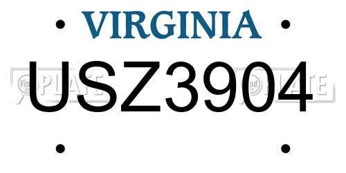 USZ3904 Virginia License Plate