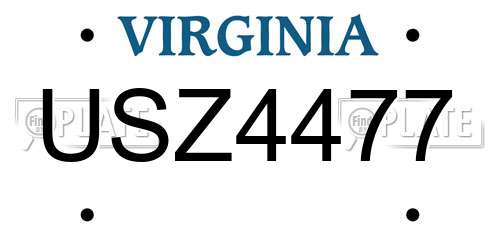 USZ4477 Virginia License Plate