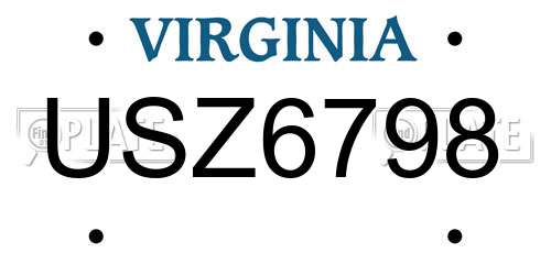 USZ6798 Virginia License Plate