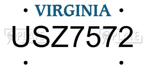 USZ7572 Virginia License Plate