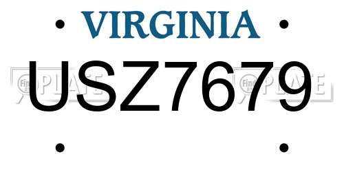 USZ7679 Virginia License Plate