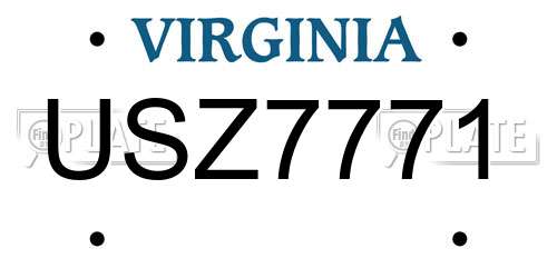 USZ7771 Virginia License Plate