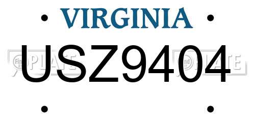 USZ9404 Virginia License Plate
