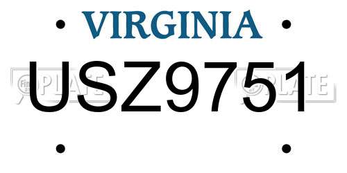 USZ9751 Virginia License Plate