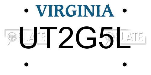 UT2G5L Virginia License Plate