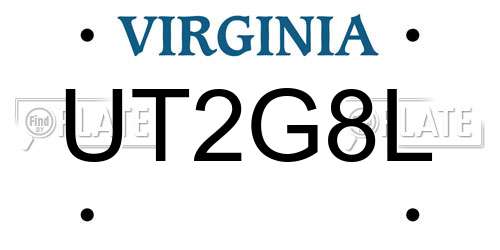 UT2G8L Virginia License Plate