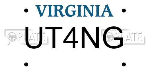 UT4NG Virginia License Plate