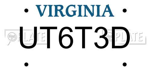 UT6T3D Virginia License Plate