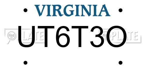 UT6T3O Virginia License Plate