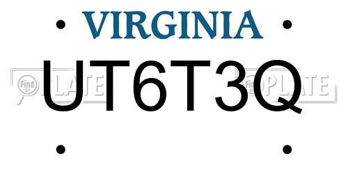 UT6T3Q Virginia License Plate