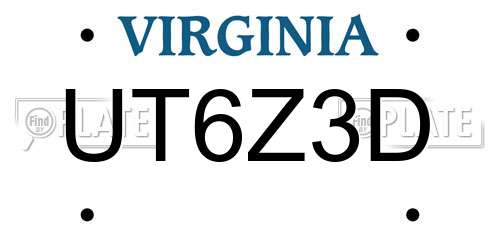 UT6Z3D Virginia License Plate