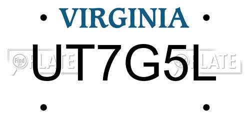 UT7G5L Virginia License Plate