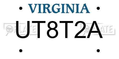 UT8T2A Virginia License Plate