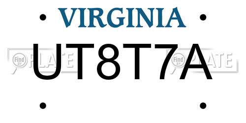 UT8T7A Virginia License Plate