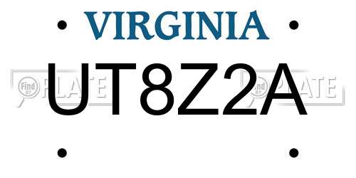 UT8Z2A Virginia License Plate