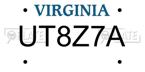 UT8Z7A Virginia License Plate