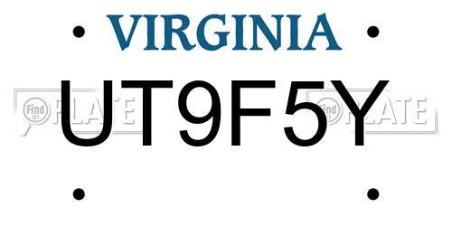 UT9F5Y Virginia License Plate