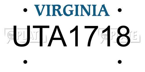 UTA1718 Virginia License Plate