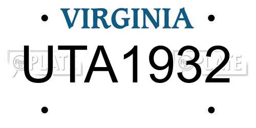 UTA1932 Virginia License Plate