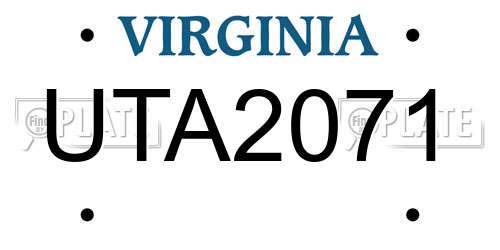 UTA2071 Virginia License Plate