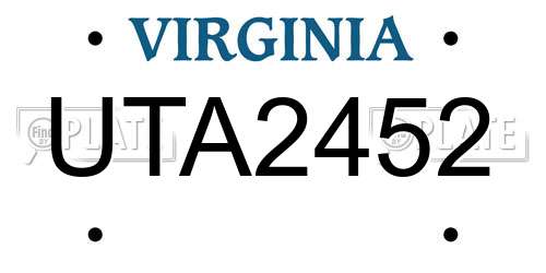 UTA2452 Virginia License Plate