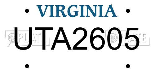 UTA2605 Virginia License Plate